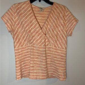 Woolrich Babydoll Blouse Women Small Y2K Orange V Neck Empire Waist Cotton